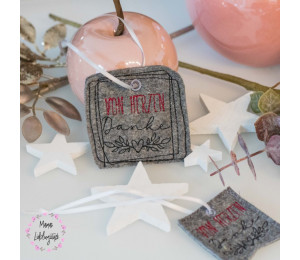 ADVENTSKALENDER Test-Türchen - Stickdatei ITH - Anhänger Von Herzen Danke